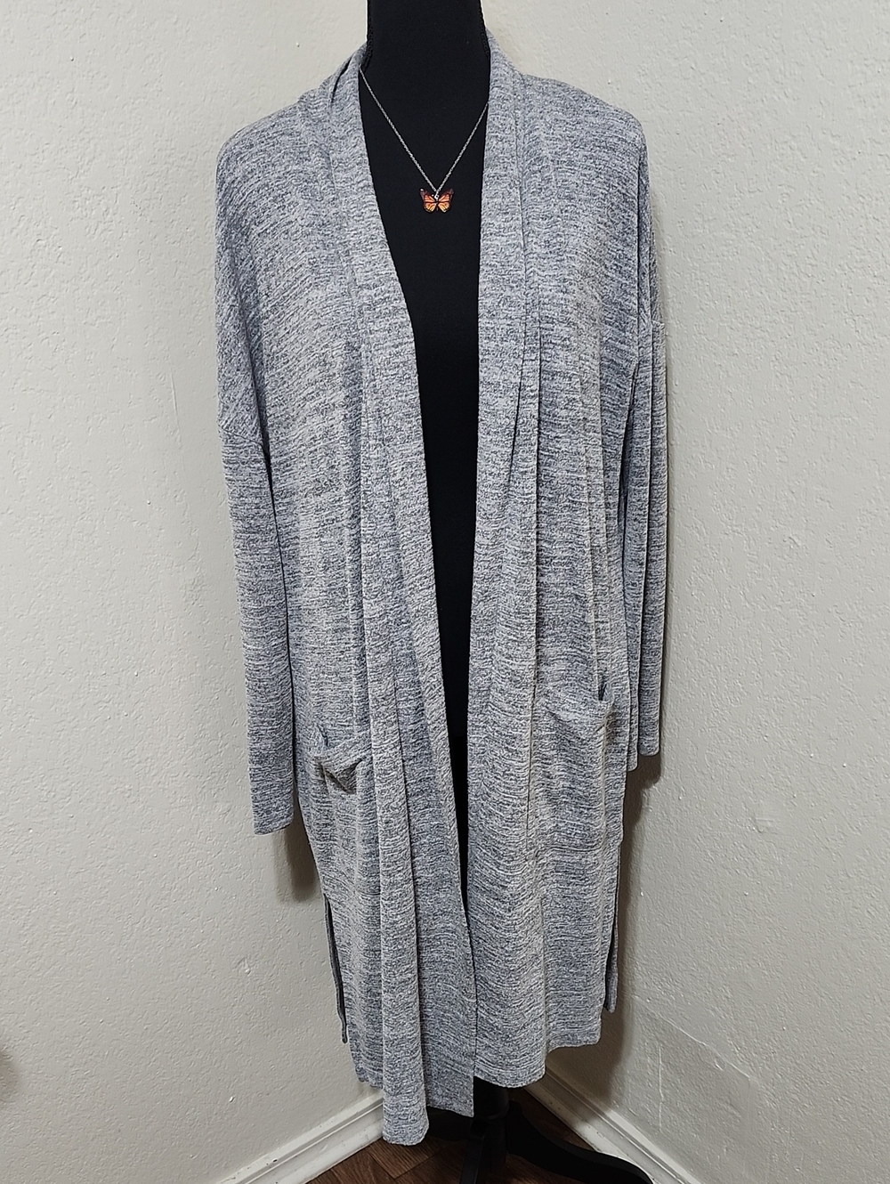 Banana Republic Grey Long Knit Open-Front Duster Cardigan – Sz XL (EUC)
